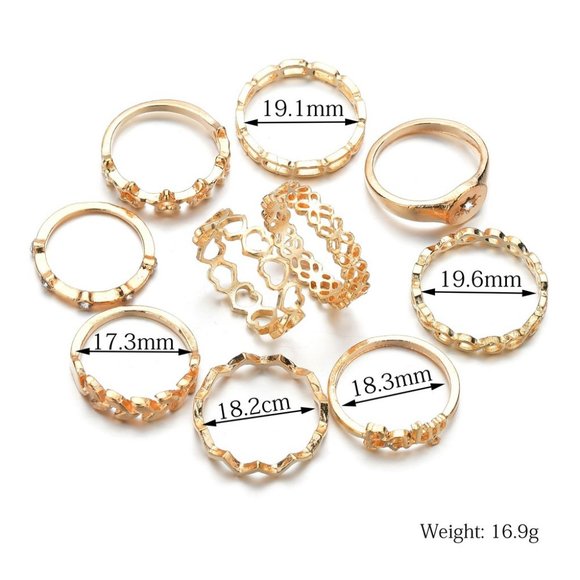 Boho Signet 9 Rings Set - Picture 2 of 5